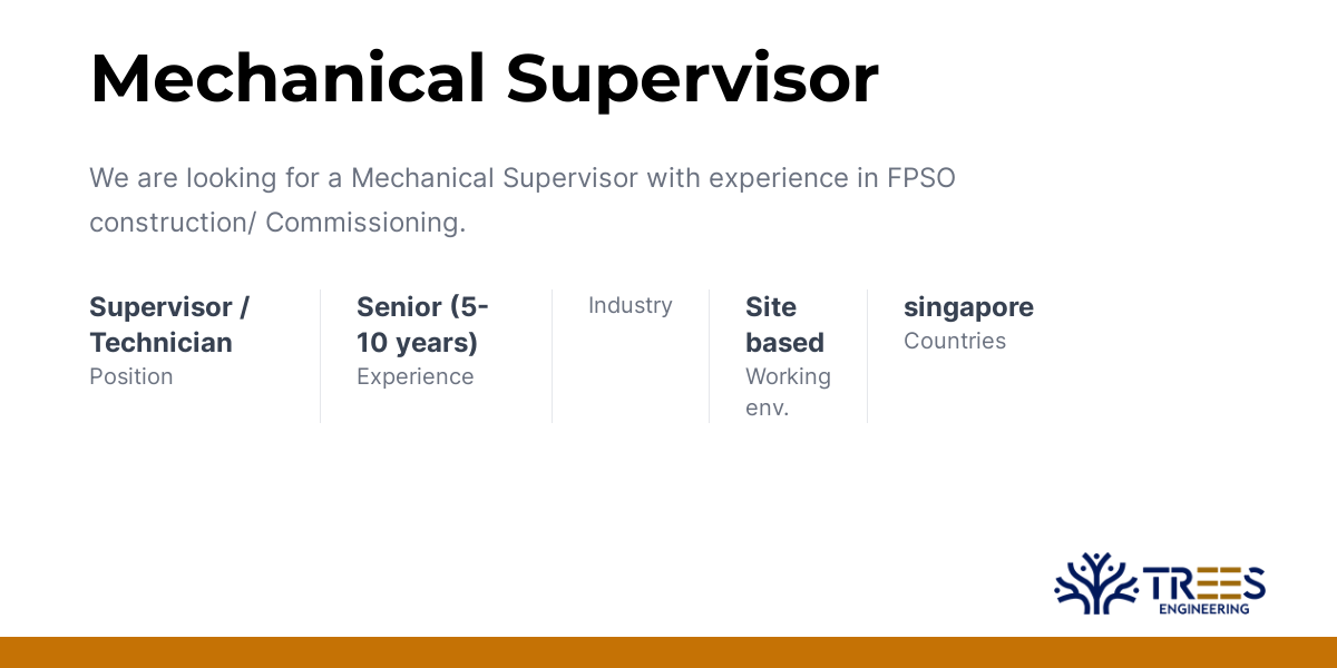 Mechanical Supervisor Job Posting Trees Engineering